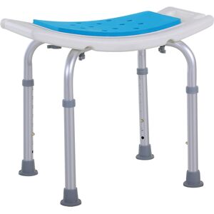 HOMCOM 6-Level Height Adjustable Aluminium Bath Room Stool Chair Shower Non-Slip Design w/ Padded Seat Drainiage Holes Foot Pad - Blue