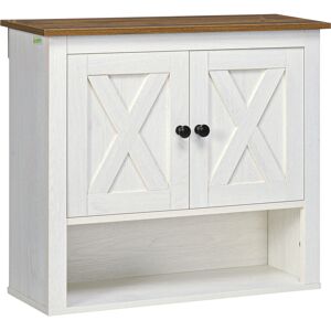 kleankin On-Wall Farmhouse Bathroom Storage Cabinet - White kleankin On-Wall Farmhouse Bathroom Storage Cabinet - White