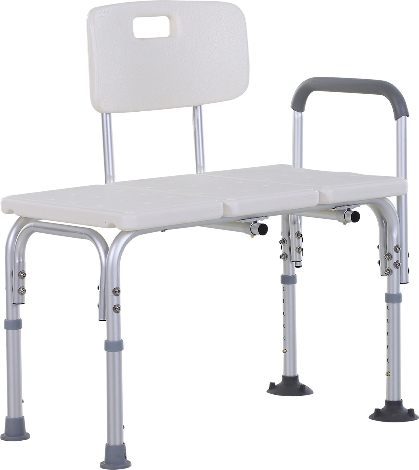 HOMCOM Height Adjustable Shower Chair, Non Slip Bath Transfer Bench for Elderly, Disabled with Armrest and Backrest, 300 lbs Capacity, White