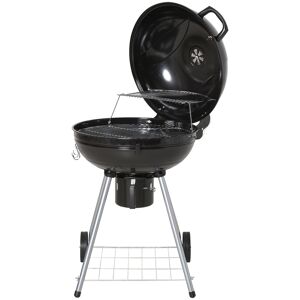 Outsunny Charcoal BBQ Portable Kettle BBQ Charcoal Grill Outdoor Barbecue Picnic Party Camping w/ Wheels