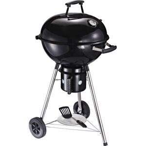 Outsunny Freestanding Charcoal Barbecue Grill Garden Portable BBQ Smoker w/ Wheels, Storage Shelves and On-body Thermometer, Black