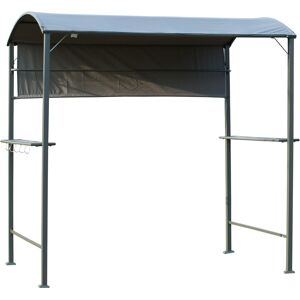 Outsunny BBQ Canopy, Metal Frame, Outdoor Grill Shelter, Ventilated Roof, Weather-Resistant, Grey