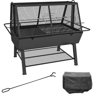 Outsunny 3-in-1 Charcoal Barbecue Grill, Rotisserie Roaster, Fire Pit with Storage Shelf and Mesh Lid Outsunny 3-in-1 Charcoal Barbecue Grill, Rotisserie Roaster, Fire Pit with Storage Shelf and Mesh Lid