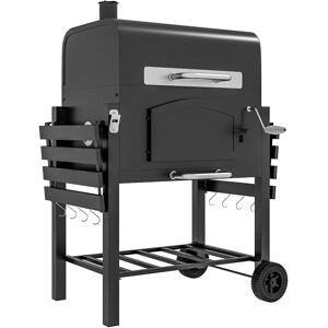 Outsunny Charcoal Barbecue Grill Trolley Garden Smoker with Shelves, Adjustable Height, Thermometer on Lid, Opener and Wheels Aosom UK Outsunny Charcoal Barbecue Grill Trolley Garden Smoker with Shelves, Adjustable Height, Thermometer on Lid, Opener and Wheels Aosom UK
