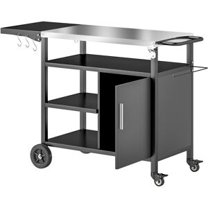 Outsunny Outdoor BBQ Trolley with Foldable Side Table, Stainless Steel Top, Outdoor Kitchen with Wheels Hooks Shelves Cabinet, Pizza Oven Table Movable Outdoor Grill Dining Cart with Cover, Black Outsunny Outdoor BBQ Trolley with Foldable Side Table, Stainless Steel Top, Outdoor Kitchen with Wheels Hooks Shelves Cabinet, Pizza Oven Table Movable Outdoor Grill Dining Cart with Cover, Black