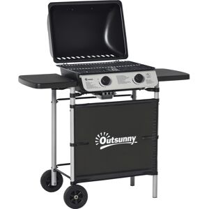 Outsunny 2 Burner Gas Barbecue Grill Propane Gas Cooking BBQ Grill 5.6 kW with Side Shelves Wheels Outsunny 2 Burner Gas Barbecue Grill Propane Gas Cooking BBQ Grill 5.6 kW with Side Shelves Wheels