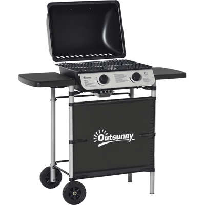 Outsunny 2 Burner Gas Barbecue Grill Propane Gas Cooking BBQ Grill 5.6 kW with Side Shelves Wheels Outsunny 2 Burner Gas Barbecue Grill Propane Gas Cooking BBQ Grill 5.6 kW with Side Shelves Wheels