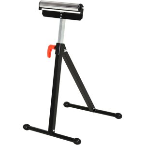 HOMCOM Folding Roller Stand, Adjustable Height Material Support Pedestal with Ball Bearing Roller, Portable Metal Construction, Black