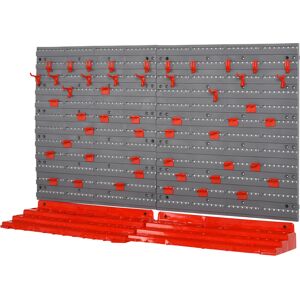 DURHAND Wall Mounted Tool Storage Board, 54 Piece Set with Pegboard, 50 Pegs, 2 Shelves, Organiser for Workshop, Garage