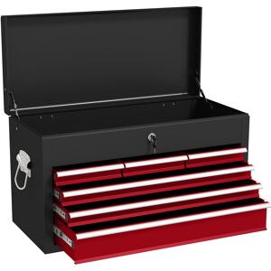 HOMCOM 6 Drawer Tool Chest, Lockable Metal Tool Box with Top Case, Ball Bearing Runners, Portable Toolbox, 600mm x 260mm x 340mm, Red Aosom UK HOMCOM 6 Drawer Tool Chest, Lockable Metal Tool Box with Top Case, Ball Bearing Runners, Portable Toolbox, 600mm x 260mm x 340mm, Red Aosom UK