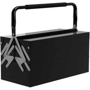 DURHAND Professional 3 Tier Metal Toolbox, 5 Tray Portable Tool Box with Handle, Workshop Storage, 45cmx22.5cmx34.5cm, Black Aosom UK DURHAND Professional 3 Tier Metal Toolbox, 5 Tray Portable Tool Box with Handle, Workshop Storage, 45cmx22.5cmx34.5cm, Black Aosom UK