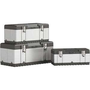 HOMCOM 3 Pieces Stainless Steel Toolbox Set, 23"/ 19"/ 16" HOMCOM 3 Pieces Stainless Steel Toolbox Set, 23"/ 19"/ 16"