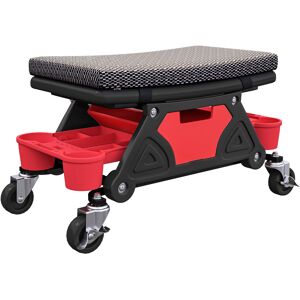 HOMCOM Rolling Mechanic Stool, 135kg Capacity Workshop Stool, 360° Swivel Roller Padded Creeper Seat with Wheels, Slide Out Tool Trays and Drawer for Garage, Shop, Auto Repair, Black HOMCOM Rolling Mechanic Stool, 135kg Capacity Workshop Stool, 360° Swivel Roller Padded Creeper Seat with Wheels, Slide Out Tool Trays and Drawer for Garage, Shop, Auto Repair, Black