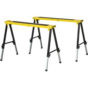 DURHAND 2PCS Saw Horse Twin Pack Folding Workbench Adjustable Metal Trestle Stands with Non-slip EVA Surface for Sawing Work Max Load 100kg DURHAND 2PCS Saw Horse Twin Pack Folding Workbench Adjustable Metal Trestle Stands with Non-slip EVA Surface for Sawing Work Max Load 100kg