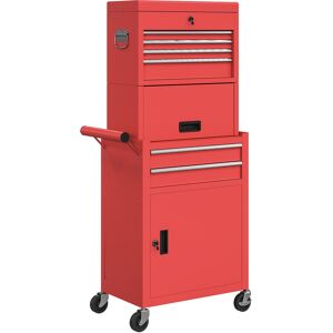 HOMCOM Three-Part Steel Locking Tool Chest - Red HOMCOM Three-Part Steel Locking Tool Chest - Red