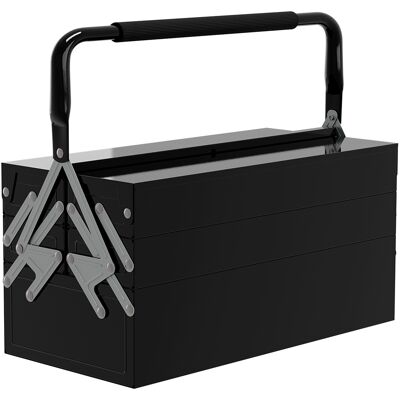 DURHAND Professional 3 Tier Metal Toolbox, 5 Tray Portable Tool Box with Handle, Workshop Storage, 45cmx22.5cmx34.5cm, Black Aosom UK DURHAND Professional 3 Tier Metal Toolbox, 5 Tray Portable Tool Box with Handle, Workshop Storage, 45cmx22.5cmx34.5cm, Black Aosom UK