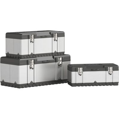 HOMCOM 3 Pieces Stainless Steel Toolbox Set, 23"/ 19"/ 16" HOMCOM 3 Pieces Stainless Steel Toolbox Set, 23"/ 19"/ 16"