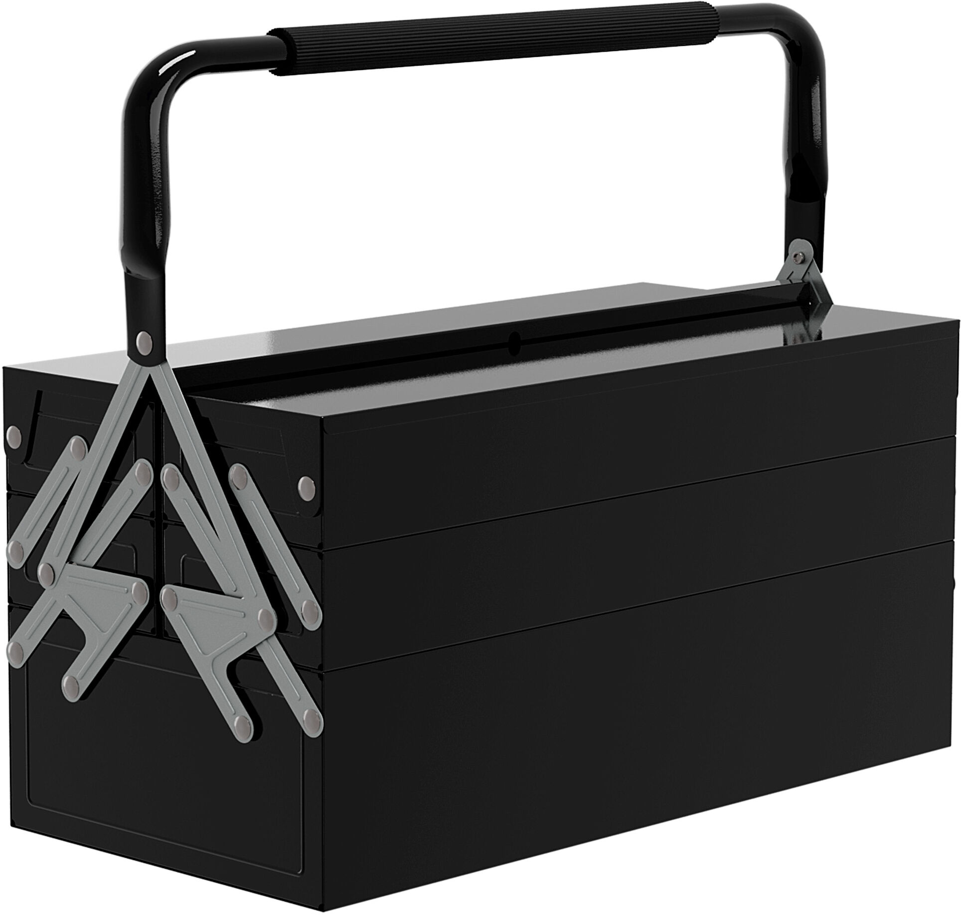 DURHAND Professional 3 Tier Metal Toolbox, 5 Tray Portable Tool Box with Handle, Workshop Storage, 45cmx22.5cmx34.5cm, Black Aosom UK