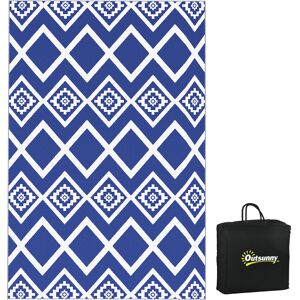 Outsunny Reversible Outdoor Rug, Plastic Straw, Portable with Carry Bag, 182 x 274cm, Blue and White Aosom UK Outsunny Reversible Outdoor Rug, Plastic Straw, Portable with Carry Bag, 182 x 274cm, Blue and White Aosom UK
