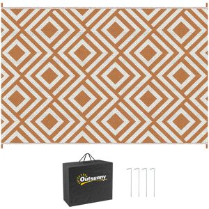 Outsunny Reversible Outdoor Rug, Waterproof Plastic Straw Mat with Carry Bag and Ground Stakes for Deck, RV, or Beach, Brown & White Aosom UK Outsunny Reversible Outdoor Rug, Waterproof Plastic Straw Mat with Carry Bag and Ground Stakes for Deck, RV, or Beach, Brown & White Aosom UK