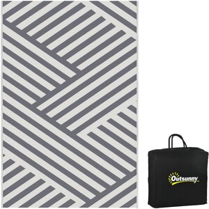 Outsunny Reversible Outdoor Rug, Plastic Straw, Portable with Carry Bag, 182 x 274cm, Grey and Cream Aosom UK Outsunny Reversible Outdoor Rug, Plastic Straw, Portable with Carry Bag, 182 x 274cm, Grey and Cream Aosom UK