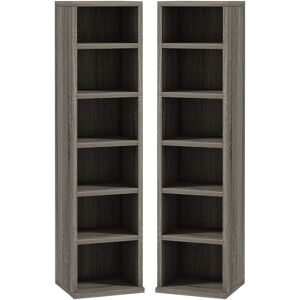 HOMCOM CD Media Display Shelf Unit Tower Rack with Adjustable Shelves, Set of 2