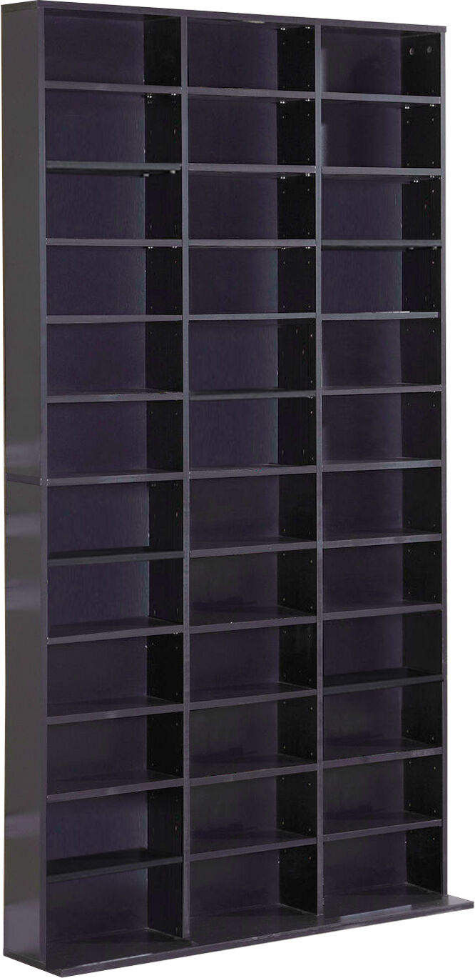 HOMCOM CD / DVD Storage Shelf Storage Unit for 1116 CDs Height-Adjustable Compartments 102 x 24 x 195 cm Black