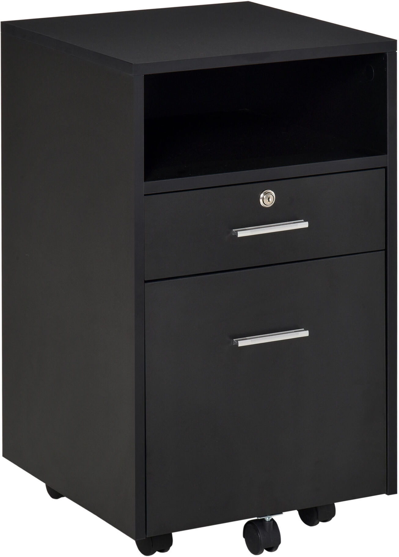 Vinsetto Mobile File Cabinet Lockable Storage Unit Cupboard Home Filing Furniture for Office, Bedroom and Living Room, 39.5x40x60cm, Black