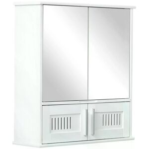 Kleankin Wall Mounted Bathroom Mirror Cabinet, Double Doors Storage Cupboard with Adjustable Shelf, Bathroom Organizer, White.