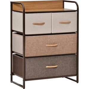 HOMCOM Dresser with 4 Drawers, 3-Tier Storage Organizer, Steel Frame Tower Unit for Bedroom, Hallway, Wooden Top