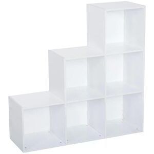 HOMCOM 3-Tier 6 Cube Step Storage Unit, Particle Board Bookcase and Organiser for Home Office, White