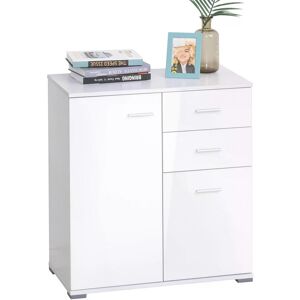 HOMCOM High Gloss Side Cabinet, Modern Design, 71x35x76 cm, Ample Storage Space, White