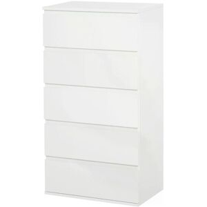 HOMCOM Chest of Drawer, 5 Drawers Storage Cabinet Freestanding Tower Unit Bedroom Living Room Furniture, White