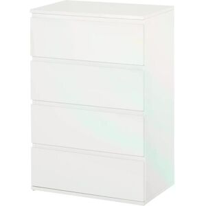 HOMCOM Storage Cabinet with 4 Drawers, White Chest of Drawers Floor Tower Cupboard for Bedroom Living Room