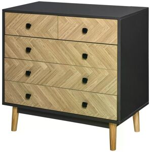 HOMCOM Chest of Drawers, 5-Drawer Storage Cabinet with Metal Handles, Freestanding Dresser for Bedroom or Living Room