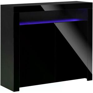 HOMCOM High Gloss LED Cabinet Cupboard Sideboard Buffet Console with RGB Lighting for Entryway, Dining Area, Living Room, Black