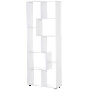 HOMCOM 8-Tier Freestanding Bookcase w/ Melamine Surface Anti-Tipping Foot Pads Home Display Storage Grid Stand Modern Style - White