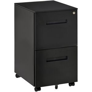 Vinsetto 2-Drawer Mobile File Cabinet for A4 File, Mobile File Cabinet Vertical Organizer Filing Furniture with Adjustable Partition, Black