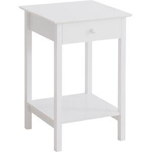 HOMCOM Wooden Bedside Cabinet with Drawer and Shelf, Multipurpose Nightstand for Bedroom, White