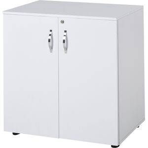 Vinsetto 2-Tier Locking Office Storage Cabinet File Organisation w/ Feet Melamine Coating Aluminium Handles 2 Keys Stylish White