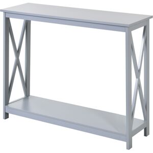 HOMCOM Console Table Hallway Desk w/Storage Shelf, X Design for Living Room Entryway, Grey