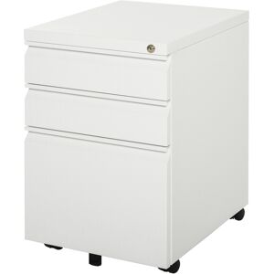 Vinsetto 3-Drawer Mobile Vertical File Cabinet, Lockable Mobile Vertical File Cabinet, Under Desk Rolling Storage Cabinet, White