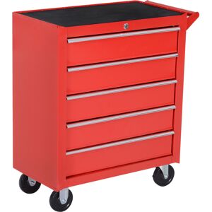 DURHAND 5 Drawer Roller Tool Cabinet Storage Box Workshop Chest Garage Wheeling Trolley w/ Handle - Red