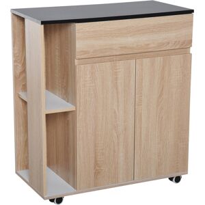 HOMCOM Kitchen Storage Trolley Cart Cupboard Rolling Island Shelves Cabinet With Door and Drawer Locking Wheels