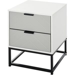 HOMCOM Bedside Cabinet, 2 Drawer Storage Unit with Unique Shape & Metal Base, Nightstand for Bedroom, Living Room, Study Room, Dorm