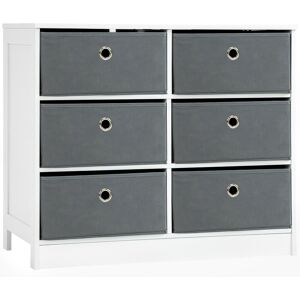 HOMCOM Bedroom Storage Dresser with 6 Fabric Drawers, Chest for Living Room, Hallway, White and Grey