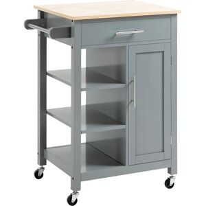 HOMCOM Compact Kitchen Trolley Utility Cart on Wheels with Open Shelf & Storage Drawer for Dining Room, Kitchen, Grey