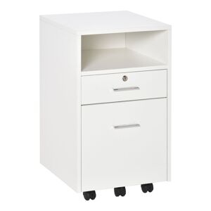 Vinsetto Lockable Mobile File Cabinet Storage Cupboard for Home Office, Bedroom, Living Room with Wheels, 39.5x40x60cm, White