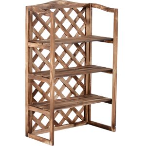 Outsunny Wooden Plant Stand, 3-Tier Flower Display Shelf, Outdoor Indoor Storage Rack, 75 x 38 x 120cm