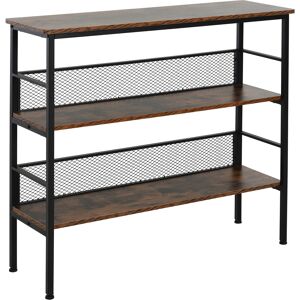 HOMCOM 3-Tier Corner Shelf, Adjustable Feet, Back Panels, Smooth Surface for Home Office, Stylish, Black/Brown